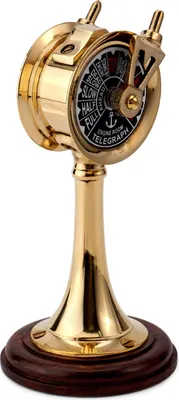 Produktbild von Antik Maschinentelegraph Messing Holz Maritim Deko Fahrstufenregler Geschenk