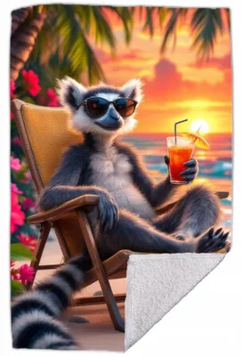 Obrázok produktu pre Plážový uterák Lemur 50x100 cm s motívom zvierat