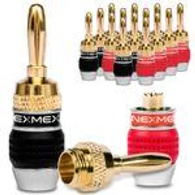 Produktbild von Bananenstecker 4mm schraubbar NEXMEX 24k vergoldet Lautsprecherkabel 14x Stecker