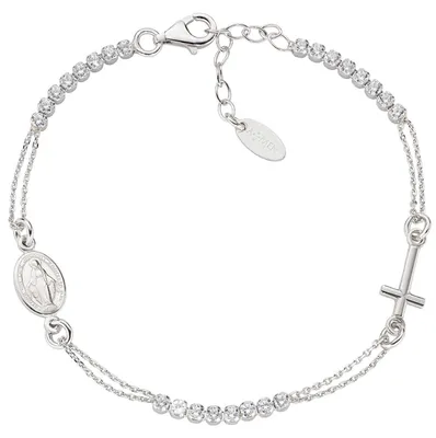 Immagine prodotto di AMEN BRCRMIBBZ3 Bracciale da donna Madonna CROSSES argento 925 bianco 20 cm