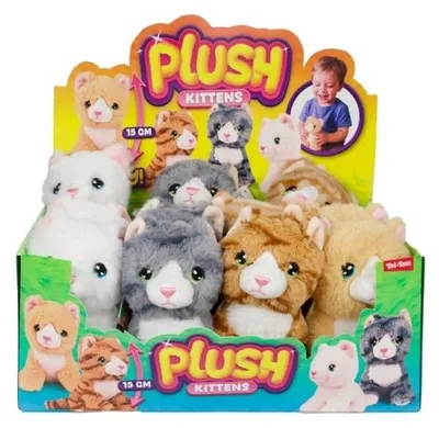 Immagine prodotto di Gattini di peluche Toi-Toys, 15 cm - Set da 12 pezzi in espositore