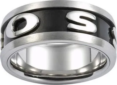 Produktbild von Fossil Herrening Edelstahl Silber Schwarz Gr. 59(18,8mm) JF83566040510