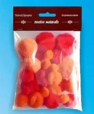 Produktbild von Farbige Pompons, rot-orange, 15–40 mm, 30 Stück – Galeria Hobby