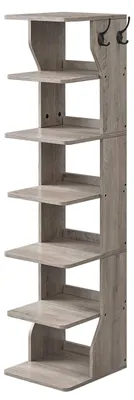 Image de Étagère à chaussures étroite avec 7 niveaux | Couleur : gris clair | Dimensions : 26,4 x 30 x 110,4 cm