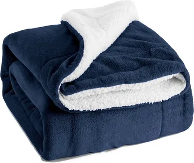 Produktbild von 150x200cm Kuscheldecke, weiche flauschige dicke Decken, Mikrofaser Plüschdecke für Bett, Couch, Dunkelblau