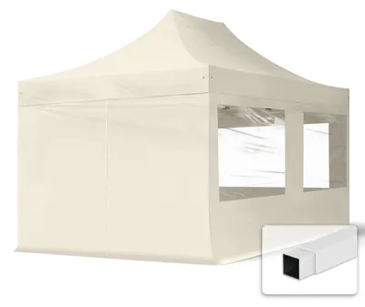 Produktbild von TOOLPORT 3x4,5m Stahl Faltpavillon, inkl. 4 Seitenteile, creme