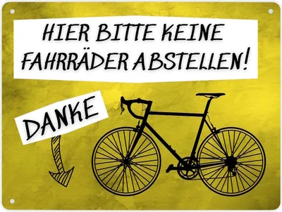 Produktbild von Hinweisschild Metallschild XL in 21x28 cm mit Spruch Hier keine Fahrräder