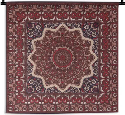 Produktbild von MuchoWow® Wandteppich Wandbehang Persischer Teppich - Mandala - Rot 150x150 cm Tapisserie Dekoration Wandtuch - Wohnaccessoires - Modernes