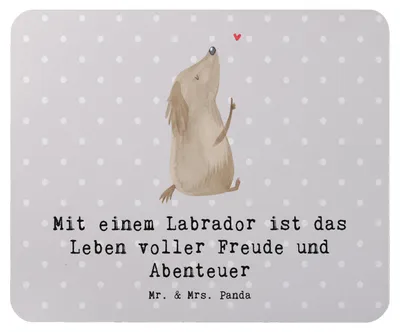 Produktbild von Mr. & Mrs. Panda Mauspad Labradorleben - Grau Pastell - Geschenk, große Momente, laptop mousepad, Mouse Pad, Abenteuer, Freude, Labrador, mousematte, Hund, Apportieren