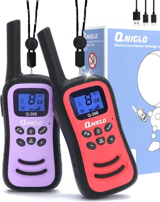Imagen del producto de Radio portátil recargable para niños, walkie-talkie de largo alcance con 8 canales y función de linterna, ideal como juguete o regalo para niños de 3 a 12 años