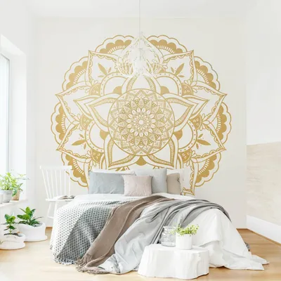 Produktbild von Fototapete Spirituell - Vliestapete - Bildtapete UV-beständig Ornament gold Orientalisch Wandtapete geruchsfrei