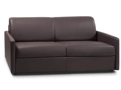 Produktbild von Schlafsofa 3-Sitzer - Liegefläche: 140 cm - Matratzenhöhe: 14 cm - Kunstleder - Braun - CALIFE