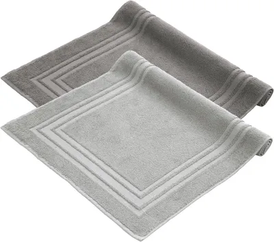 Produktbild von Komfortec Badvorleger Set 2 Teilig, Waschbar Duschmatte & Badteppich, 600 g/m² &100% Baumwolle, 50 x 70 cm, Anthrazit Grau-Grau