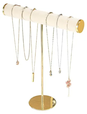 Image de Support Porte-Organisateur pour Bijoux Colliers Lettre T Doré 35 cm