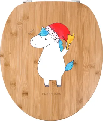 Produktbild von Mr. & Mrs. Panda Toilettendeckel Einhorn Weihnachtsmann - Transparent - Geschenk, Klo-Deckel, Schokolade, Unicorn, Nikolaus, Weihnachten, WC Deckel, Einhörner, Klodeckel