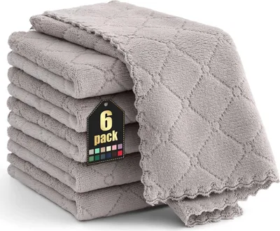 Immagine prodotto di set di 6 panni in microfibra grigi 30x30 cm - Panni per la pulizia assorbenti e senza pelucchi