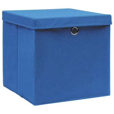 Immagine prodotto di vidaXL Scatole con coperchio 10 pz. Blu 32x32x32 cm Tessuto