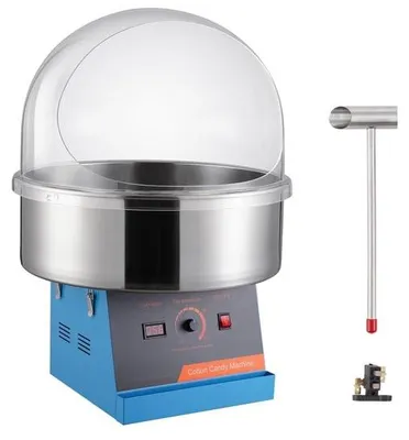 Image de Machine à barbe à papa électrique - 1000 W - Machine à sucre commerciale avec couvercle et bol en acier inoxydable - Parfait pour les fêtes et les réunions de famille - Bleu