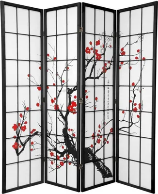 Obrázok produktu pre Fine Asianliving Japonský rozkladací paraván Shoji Fine Asianliving Japonský rozkladací paraván L180xH180cm rozkladací paraván Shoji Sakura ryžový papier rozdeľovač miestností Španielska stena súkromie obrazovka deliaca stena -