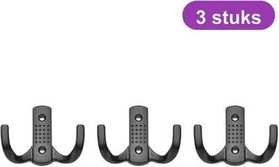 Produktbild von Wandhaken Set 3 Stück Garderobenhaken Metall Schwarz