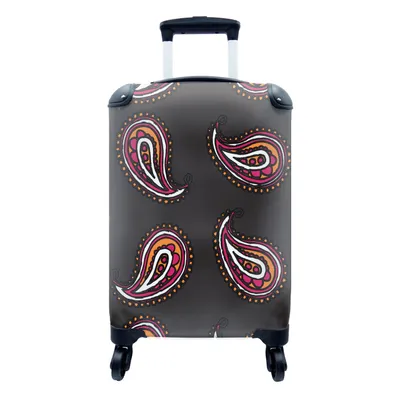 Produktbild von MuchoWow® Koffer Handgepäck Trolley Rollkoffer Kleine Reisekoffer mit 4 Rollen - Retro - Kopftuch - Muster - Cabin Size < 55x40x23 cm & 55x40x20 cm - Fotokoffer - Kabinenkoffer - Boardgepäck - Reise-Box - Reisekoffer - Reisegepäck - Koffer mit Bild - Trolley für Kinder