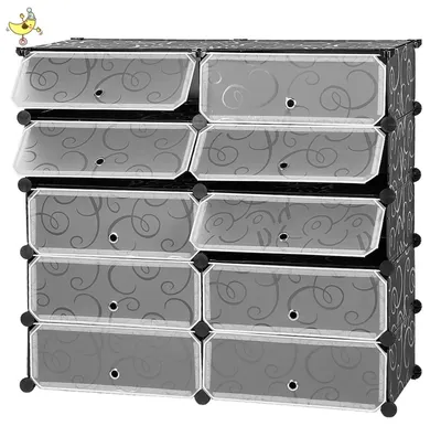 Produktbild von Modulare Garderobe mit Kleiderstange, Kunststoff, 5 Ebenen, 10 Türen, Schlafzimmer