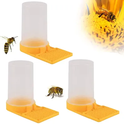 Bienen-Wassertränke, 3 Stück, Kunststoff, transparent/gelb