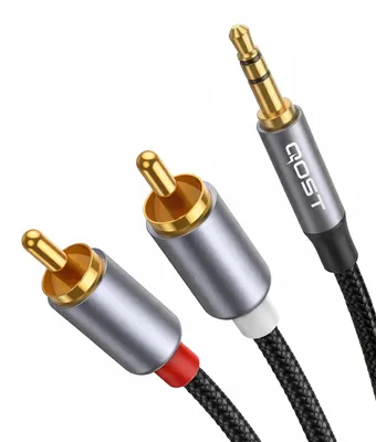 Produktbild von Qost – AUX auf RCA Kabel – 10 Meter – 3,5 mm Klinke auf 2 RCA Stereo – Audio Kabel – 3,5 mm Klinke auf 2 Cinch Stecker
