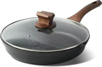 Obrázok produktu pre Kuchynský hrniec s nepriľnavým povrchom a pokrievkou, 28 cm, granitový hrniec s nepriľnavým povrchom, hrniec s pokrievkou vhodný na indukčné a plynové sporáky