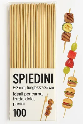 100 Holzspieße 25 cm x 3 mm – Lange Stäbchen für Grill & Fingerfood