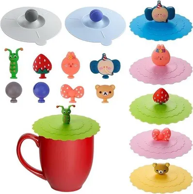 Image de Couvercles en silicone pour verres - Lot de 8 - 10 cm, adaptés aux verres à boire