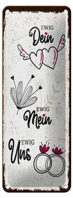 Produktbild von Blechschild Ewig Dein Ewig uns Eheringe, 27 x 10 cm, Blechschilder Spruch