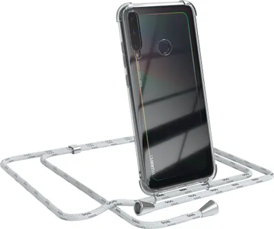Produktbild von EAZY CASE Handykette kompatibel mit Huawei P40 Lite E, Handyhülle mit Umhängeband, Handykordel, Schutzhülle Clear, Band in Weiß