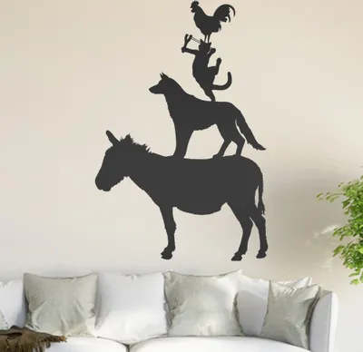 Produktbild von Bremer Stadtmusikanten Wandtattoo in 6 Größen - Wandaufkleber Wall Sticker - Dekoration, Küche, Wohnzimmer, Schlafzimmer, Badezimmer