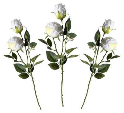 Produktbild von LAYBA Künstliche Rosen 3er-Set Weiß 55 cm, Rosen Kunstblumen mit langem Stiel für Vase, Hochzeit, Event, Tischdeko und Wohnraumdeko