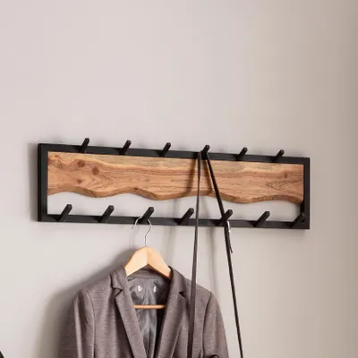 Obrázek produktu pro Nástěnný věšák masivní akáciové dřevo / kov 80x20x8 cm | Wohnling