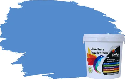 Produktbild von RyFo Colors Silikonharz Fassadenfarbe Lotuseffekt Trend Polarblau 1l - bunte Fassadenfarbe, weitere Blau Farbtöne und Größen erhältlich, Deckkraft Klasse 1