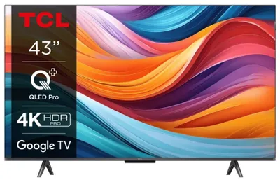 Obrázek produktu pro TCL T7B 43T7B, 109,2 cm (43"), 3840 x 2160 px, QLED, Smart TV, Wi-Fi, Titanová