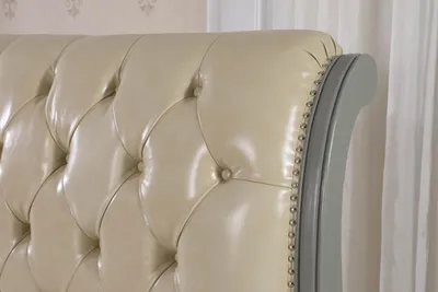 Produktbild von Chesterfield Design Bett Grau 180x200 Doppelbett Betten Polster Lederbett Möbel