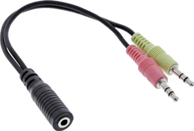 Produktbild von InLine® Audio Headset Adapterkabel, 2x 3,5mm Stecker an 3,5mm Buchse OMTP, 0,15m