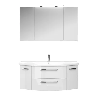 Produktbild von PELIPALSerie 4010 40101200109 Block bestehend aus:Keramik-Waschtisch, Unterschrank, Spiegelschrank mit Leuchte / 120,5cm