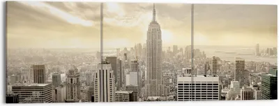 Produktbild von Bild auf Leinwand - Leinwandbild - Stadt Wolkenkratzer Manhattan New York - 150x50cm - Wand Bild - Wanddeko - Leinwanddruck - Bilder - Kunstdruck - Leinwand bilder - Wandkunst - CA150x50-2630