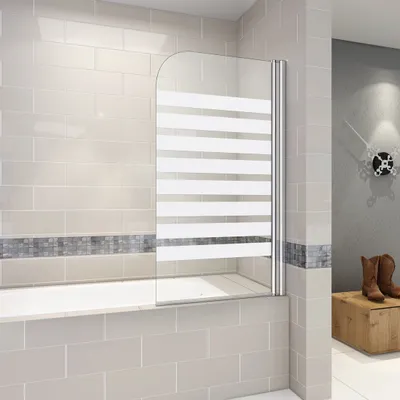 Produktbild von 80x140cm Rechts Montage 6mm NANO ESG Glas Faltwand Badewannenaufsatz Badewanne Duschabtrennung