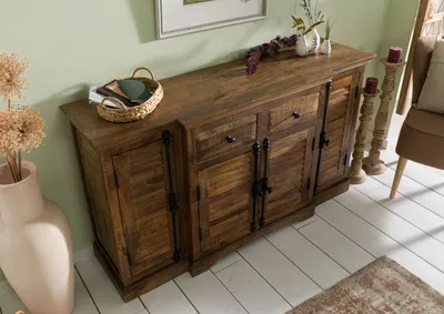 Produktbild von MASSIVMOEBEL24 Sideboard Mango 160x45x90 dunkelbraun geölt RODEZ #121