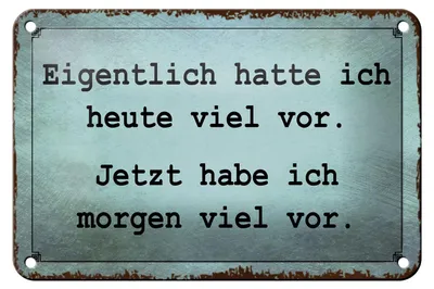 Produktbild von Blechschild Spruch 18x12cm eigentlich hatte ich viel vor