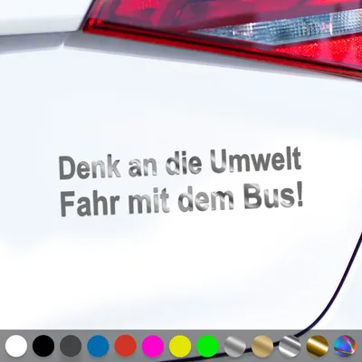 Produktbild von PantherPixel Denk An Die Umwelt Aufkleber Fahr Mit Dem Bus Sticker Auto Geschenkidee Farbe Chrom-Silber