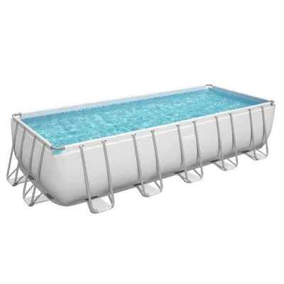 Produktbild von Bestway Rechteckiges Power Steel-Schwimmbecken – 640 x 274 x 132 – Grau – inklusive Pumpe – Leiter – Abdeckung Wartungspaket - Filter