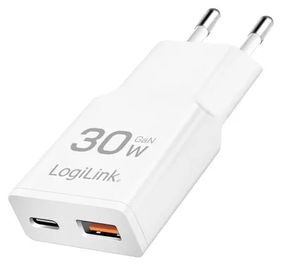Productafbeelding van LogiLink PA0348, USB-stopcontactadapter, 1x USB-C (PD), 1x USB-A (QC)
