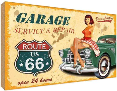 Produktbild von vianmo Holzschild 30x40 cm Garage open 24 hours Warnschild Hinweisschild