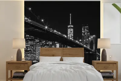 Produktbild von MuchoWow® Fototapete für Wohnzimmer oder Schlafzimmer Wandtapete Vinyl Motivtapete New York - Brooklyn - Brücke - 300x300 cm - Wanddekoration
